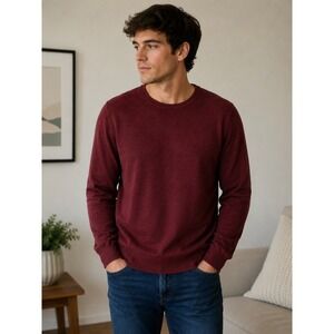 Buffalo David Bitton Mens XXL Burgundy Heather Crew Neck Knit Sweater Viscose